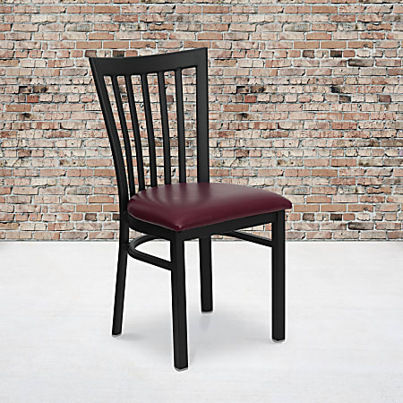 Flash Furniture School House Back Restaurant Accent Chair, Burgundy Seat/Black Frame