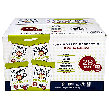 Skinny Pop Popcorn 100-Calorie Bags, Box Of 28 Bags