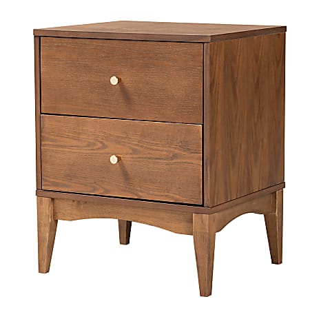 Baxton Studio Landis 2-Drawer Nightstand, 23-1/4"H x 18-5/8"W x 15-3/4"D, Ash Walnut