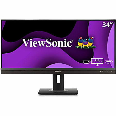 ViewSonic Ergonomic VG3456A - 34" 21:9 Ultrawide 1440p IPS Monitor with Built-In Docking, 100W USB-C, RJ45 - 300 cd/m²