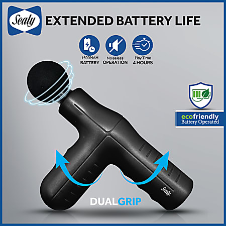 Sealy SL HW MA 101 BK Dual Grip Massage Gun 7 H x 8 W x 2 D Sealy SL HW MA 101 BK Dual Grip Massage Gun 7 H x 8 W x 2 D
