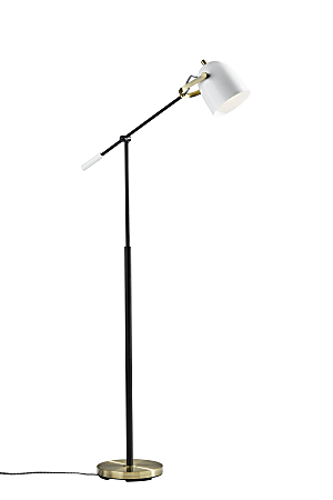Adesso® Casey Floor Lamp, 65"H, White/Antique Brass/Black