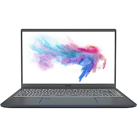 MSI Prestige 14 A10SC A10SC-020 14" Gaming Notebook - 1920 x 1080 - Intel Core i5 i5-10210U 1.60 GHz - 16 GB RAM - 512 GB SSD - Gray with Blue Diamond Cut - Windows 10 Pro - NVIDIA GeForce GTX 1650 Max-Q with 4 GB - 10 Hour Battery