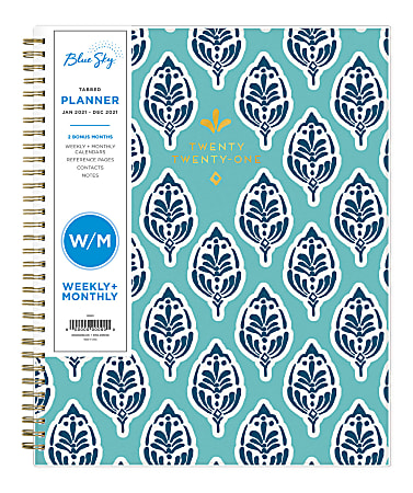 2021 Weekly  Monthly Planner Flexible Cover Twin Wire Binding 8.5" x 11" New 
