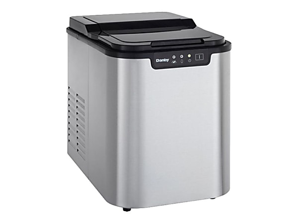 Danby&reg; Ice Maker, 2 Lb, Stainless Steel/Black