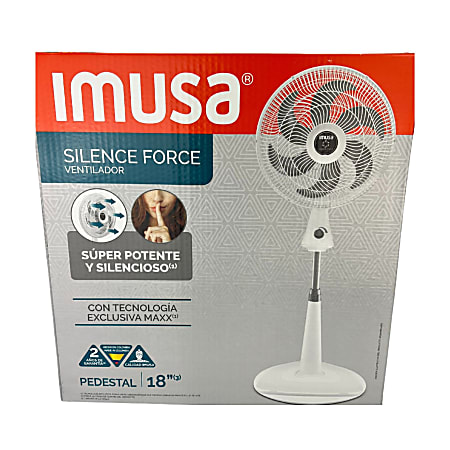 IMUSA Silence Force 18" Pedestal Fan, White, Total Qty 1