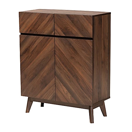 Baxton Studio Hartman 32"W Shoe Cabinet, Walnut Brown