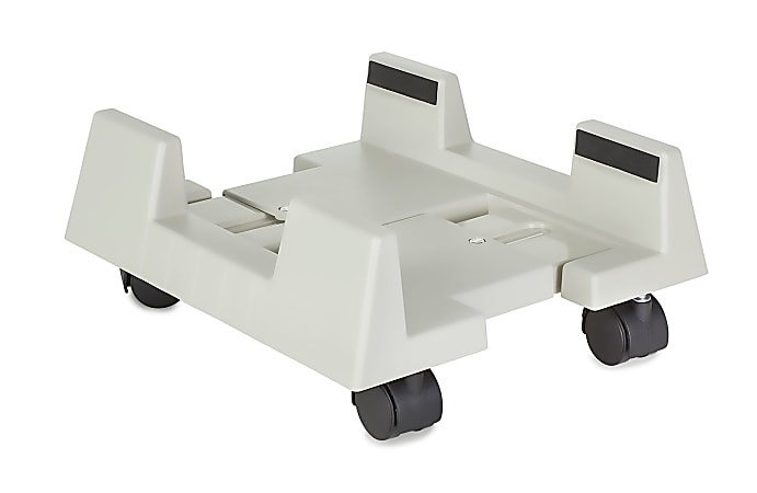 Mount-It! MI-7151 Adjustable Width CPU Stand Cart With Wheels, 4"H x 8"W x 12"D, White