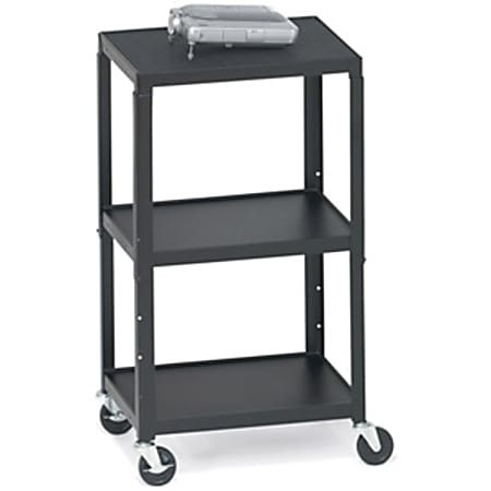 Bretford A2642-P5 Height Adjustable A/V Cart - Steel - Black