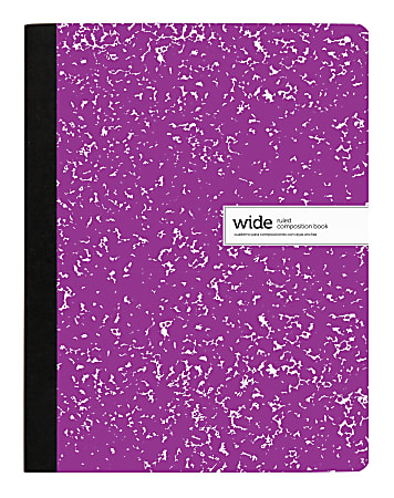 Office Depot® Brand Composition Notebook, 9-3/4" x 7-1/2", Wide Ruled, 100 Sheets, Purple/White