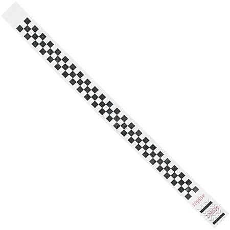 Office Depot® Brand Tyvek® Wristbands, Checkerboard, 3/4" x 10", Black/White, Case Of 500