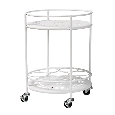 Baxton Studio Dallan 2-Tier Kitchen Cart, 18-5/8”H x 14”W, White