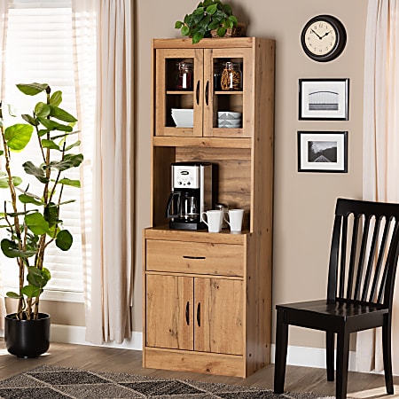 Baxton Studio Laurana 24 W Kitchen Cabinet And Hutch Oak Brown