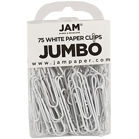 JAM Paper® Paper Clips, Pack Of 75, Jumbo, White