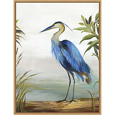 Amanti Art Blue Heron by Aimee Wilson Framed Canvas Wall Art Print, 24”H x 18”W, Maple