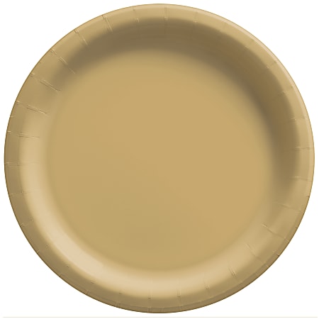 Amscan Round Paper Plates, 8-1/2”, Gold, Pack Of 150 Plates