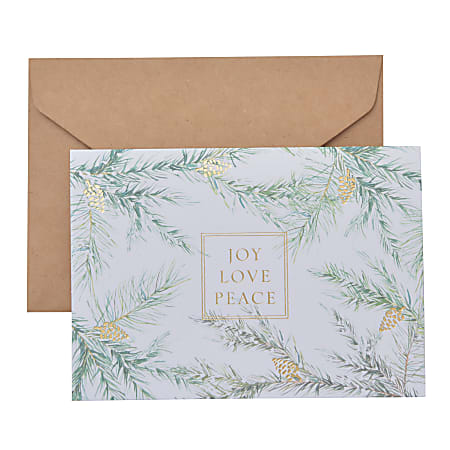 Gartner™ Studios Holiday Boxed Cards, 5" x 7", Joy Love Peace, Box Of 20 Cards