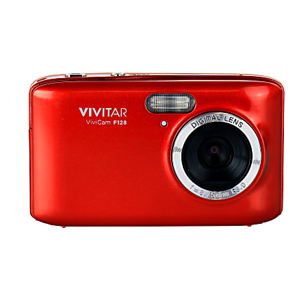 Vivitar ViviCam F128 995116067M 14.1 Megapixel Digital Camera With 2.7 LCD Screen Red Office Depot