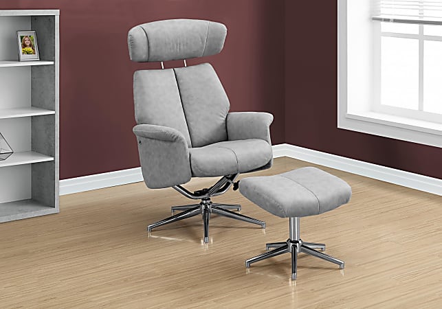 Monarch Specialties Retro Modern Swivel Recliner Chair And Ottoman