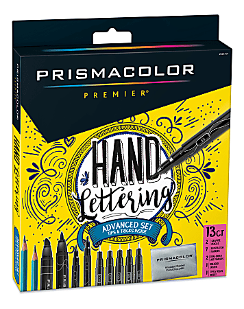Prismacolor Premier Advanced Hand Lettering Set with Illustration Markers  Art Pens Pencils Eraser and Tips Pamphlet 13 Count - Office Depot