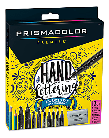 Prismacolor Premier Advanced Hand Lettering Set with Illustration Markers, Art Pens, Pencils, Eraser and Tips Pamphlet, 13 Count