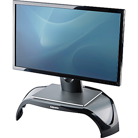 Fellowes® Smart Suites height Adjustable Corner Monitor Riser, 5.13"H x 18.50"W x 12.50"D, Black/Silver