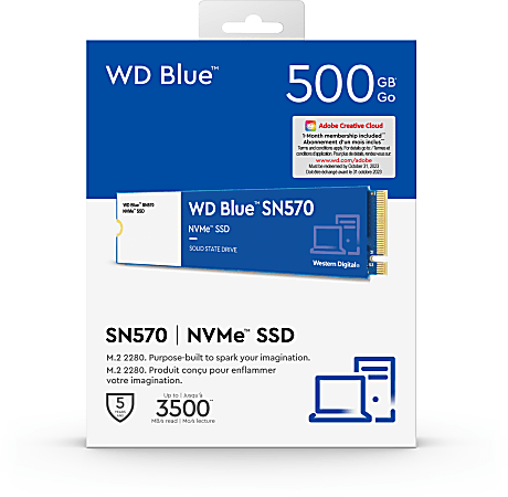  Western Digital 500GB WD Blue SN570 NVMe Internal Solid State  Drive SSD - Gen3 x4 PCIe 8Gb/s, M.2 2280, Up to 3,500 MB/s - WDS500G3B0C :  Electronics