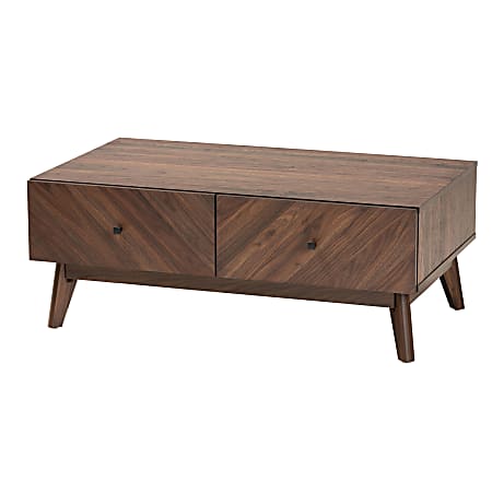 Baxton Studio Hartman Coffee Table, 14-3/4”H x 38”W x 22-1/4”D, Walnut Brown