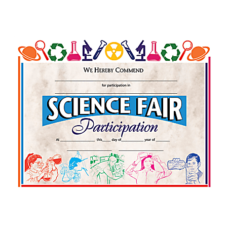 Hayes Publishing Certificates Science Fair Participation 8 12 x 11