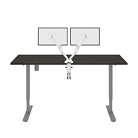 Bestar Upstand Electric 72 W Standing Desk With Dual Monitor Arm Deep Gray ODP Business Solutions