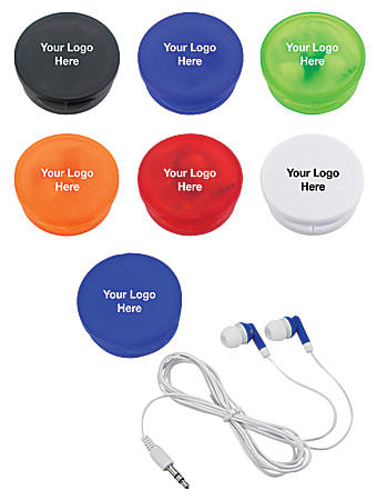 Earbuds In A Round Plastic Case