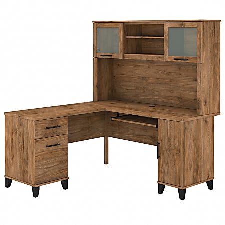 Bush® Furniture Somerset 60"W L-Shaped Desk With Hutch, Fresh Walnut, Standard Delivery