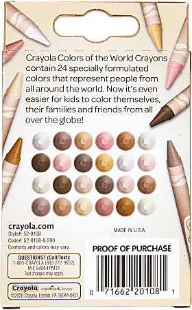  CRAYOLA Colours of the World Wax Colouring Crayons - Assorted  Colours (Pack of 24), Colours That Represent Skin Tones from Around the  World