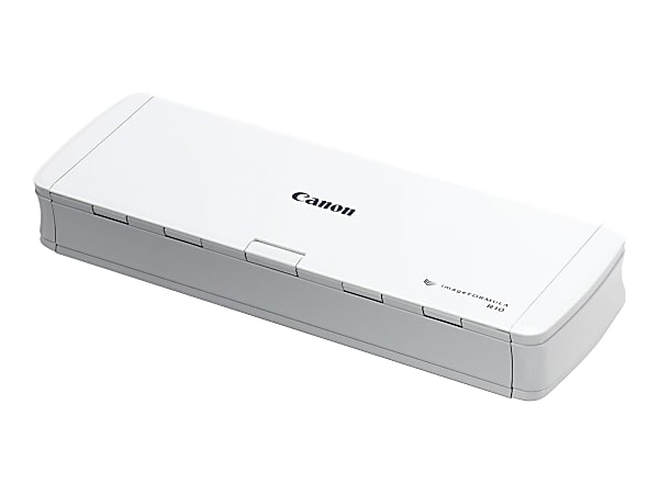 Canon imageFORMULA R10 Document scanner Contact Image Sensor CIS Duplex Legal 600 dpi up to 12 ppm mono up to 9 ppm color ADF 20 sheets up to 500 scans per day USB Office Depot