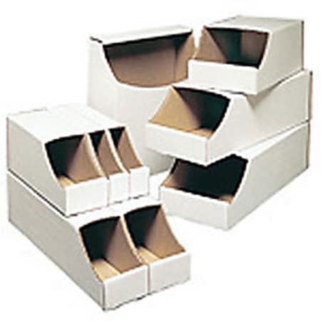 Office Depot® Brand White Stackable Parts Bins, Small Size, 4 1/2" x 4" x 12", Pack Of 50