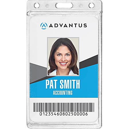 Advantus Frosted Vertical Rigid ID Holder - Support 2.13" x 3.38" Media - Vertical - Plastic - 25 / Box - Frosted