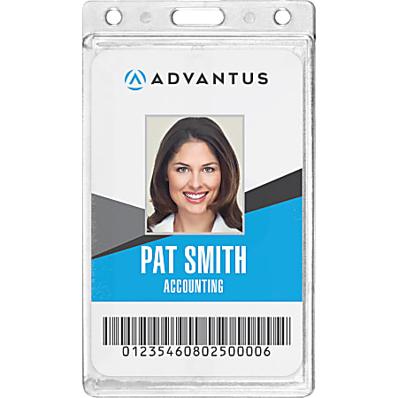 Advantus Frosted Vertical Rigid ID Holder - Support
