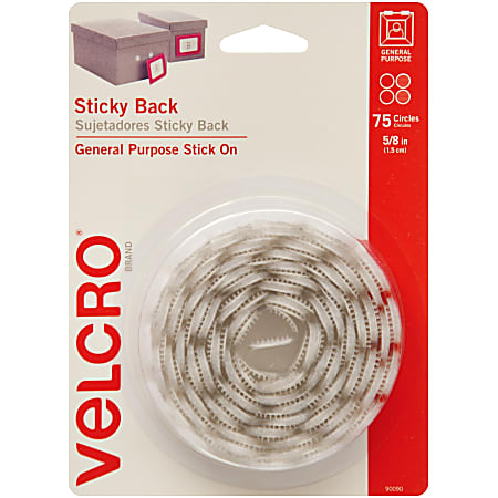 VELCRO Brand Sticky Back Round Fastener Tape Hook Only 58 Diameter White  Pack Of 100 - Office Depot
