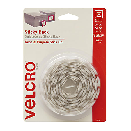 VELCRO® Brand STICKY BACK® Fasteners, Coins, 5/8", White,