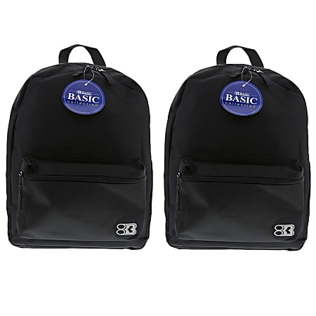 BAZIC Products 16" Basic Backpacks, Black, Pack Of 2 Backpacks
