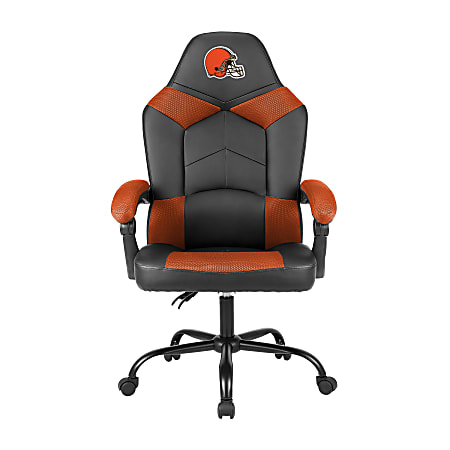 Imperial Adjustable Oversized Vinyl High-Back Office Task Chair, NFL Cleveland Browns, Black/Orange