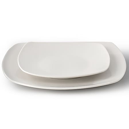 Gibson Home Everyday 12 Piece Square Fine Ceramic Dinnerware Set White ...
