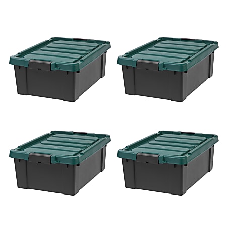 IRIS Remington Store-It-All Storage Totes, 11.75-Gallon, Black, Total Qty 4