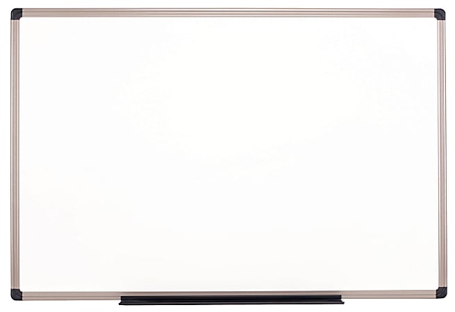 Realspace™ Porcelain Magnetic Dry-Erase Whiteboard, 48" x 72", Aluminum Frame With Titanium Color Finish