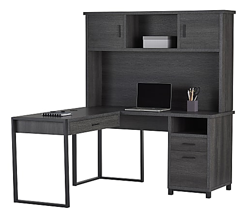 Realspace® DeJori 59"W L-Shape Corner Desk With Hutch,