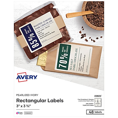 Avery® Print-To-The-Edge Permanent Rectangular Labels, 22823,