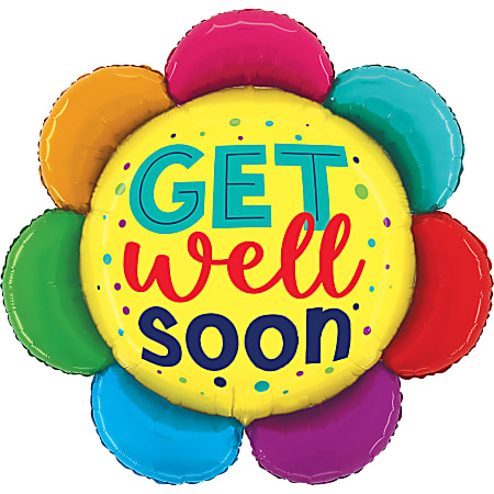 Amscan Get Well Foil Balloon, Circle, 27", Colorful Flower