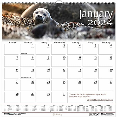 House of Doolittle Monthly Wall Calendar Earthscapes Wildlife 12 x 12 Inches - Monthly - 1 Year - January to December - 1 Month Single Page Layout - 12" x 12" - Wire Bound - Wall Mountable
