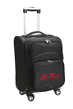 Denco Sports Luggage Expandable Upright Rolling Carry-On Case, 21" x 13 1/4" x 12", Black, Mississippi Rebels