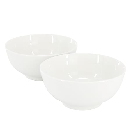 Gibson Home Great Essentials 2-Piece Fine Ceramic Noodle Bowl Set, 6-15/16”, White
